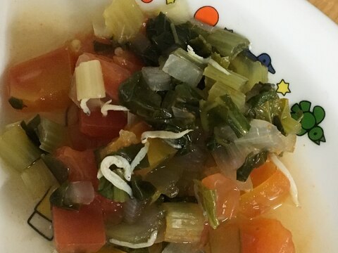 離乳食完了期 小松菜とトマトのスープ煮 レシピ 作り方 By かぞくのごはん 楽天レシピ 離乳食完了期 小松菜とトマトのスープ煮 レシピ 作り方 By かぞくのごはん 楽天レシピ
